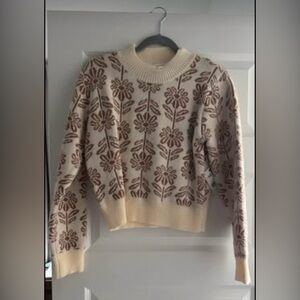 Beige floral sweater. Size medium.